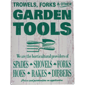 Plaque vintage outils jardinage - Ref: TTF0118