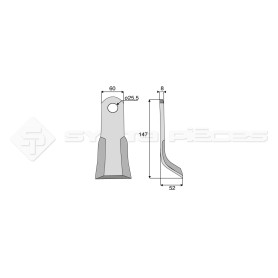 Couteau Y  - Agrimaster - Long. : 147mm - Diam du trou : 25.5mm