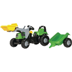 Tracteur à pédales avec chargeur frontal et remorque, Deutz Fahr, à partir de 2,5 ans, rollyKid de Rolly Toys - Ref: R02319