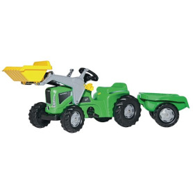 Tracteur à pédales avec chargeur frontal et remorque, Futura, vert, à partir de 2,5 ans, rollyKiddy by Rolly Toys - Ref: R63003