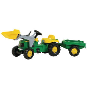 Tracteur à pédales avec chargeur frontal et remorque, John Deere, à partir de 2,5 ans, rollyKid de Rolly Toys - Ref: R02311