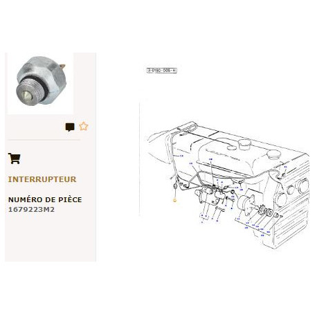 Interrupteur - pour Massey Ferguson - Adaptable - Ref origine : 1679223M2