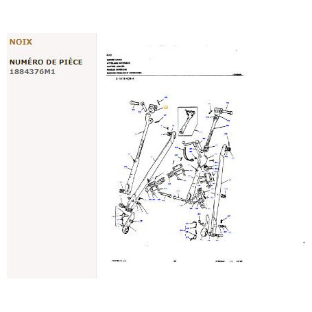 Articulation - pour Massey Ferguson - Adaptable - Ref origine : 1884376M1