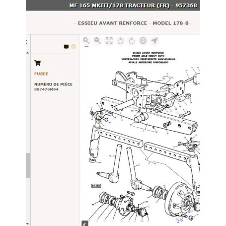 Fusee Gauche - pour Massey Ferguson - Adaptable - Ref origine : 897476M96