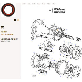 Bague d'etancheite Interieur - pour Massey Ferguson - Adaptable - Ref origine : 894782M2