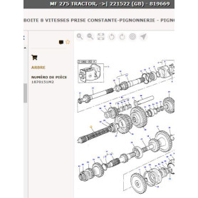 Arbre principal - pour Massey Ferguson - Adaptable - Ref origine : 1870151M2