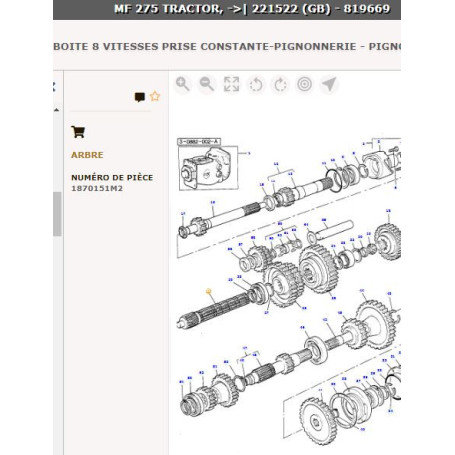 Arbre principal - pour Massey Ferguson - Adaptable - Ref origine : 1870151M2