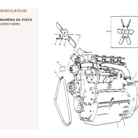 Pale de ventilateur - pour Massey Ferguson - Adaptable - Ref origine : 1884738M1