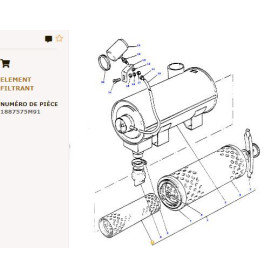 Filtre à air intérieur - pour Massey Ferguson - Adaptable - Ref origine : 1887575M914