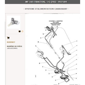 Robinet à carburant - pour Massey Ferguson - Adaptable - Ref origine : 1851653M91