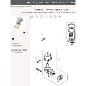 Pompe De Carburant - pour Massey Ferguson - Adaptable - Ref origine : 4222108M91