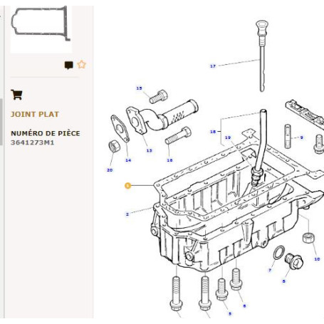 Joint de carter - pour Massey Ferguson - Adaptable - Ref origine : 3641273M1