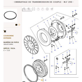 Couronne De Demarreur 115Dts - pour Massey Ferguson - Adaptable - Ref origine : 3819719M1