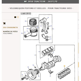Kit de paliers principaux - pour Massey Ferguson - Adaptable - Ref origine : 735170M91
