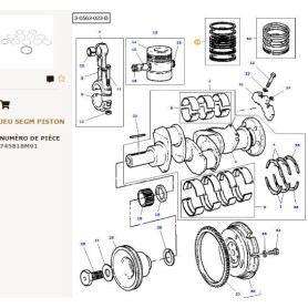 Jeu De Segment De Piston(5) - pour Massey Ferguson - Adaptable - Ref origine : 745818M91