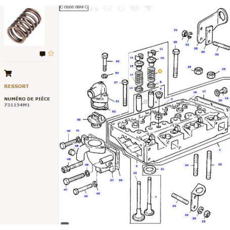 Ressort De Soupape (x8) - pour Massey Ferguson - Adaptable - Ref origine : 731154M1