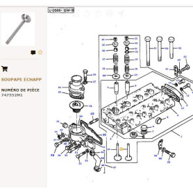 Soupape D'Echappement (x4) - pour Massey Ferguson - Adaptable - Ref origine : 747552M1