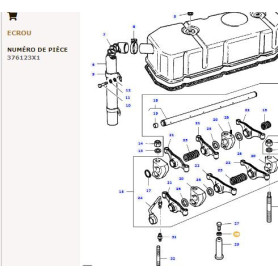 Contre-Ecrou Unf A Six Pans (x10) DIN985 3/8 " UNF - pour Massey Ferguson - Adaptable - Ref origine : 376123X1