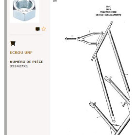 Ecrou 5/8 Unf (x10) DIN934 5/8 " UNF - pour Massey Ferguson - Adaptable - Ref origine : 353427X1