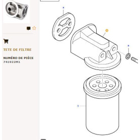 Tête de filtre p/ Perkins - pour Massey Ferguson - Adaptable - Ref origine : 741922M1