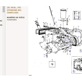 Corde arrière de vilebrequin p/ Perkins - pour Massey Ferguson - Adaptable - Ref origine : 735942M1