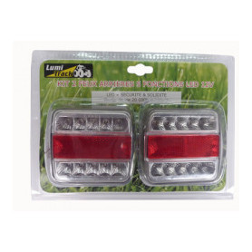 KIT 2 FEUX ARRIERE LED ROUGE/BLANC 12V