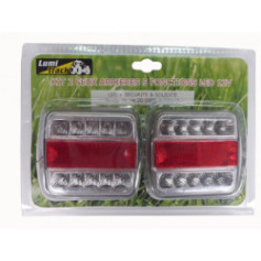 KIT 2 FEUX ARRIERE LED ROUGE/BLANC 12V