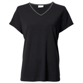 T-SHIRT NOIR COL V POUR FEMME