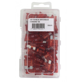 BOITE 100 FUSIBLES ENFICHABLES STANDARD 10A ROUGE - Ref: 725121