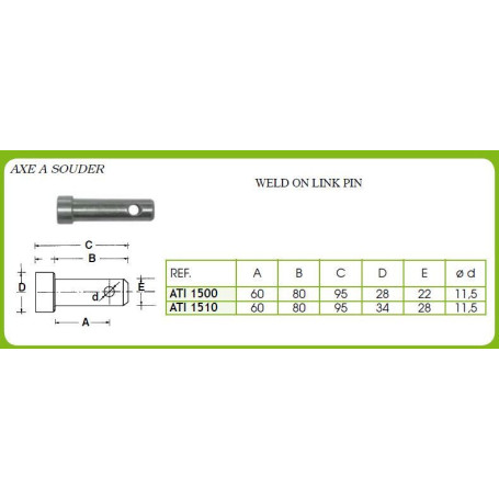 AXE D'ATTELAGE A SOUDER DIAM. 28