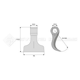 Marteau pour Nobili - Largeur fixation: 32.5 - Longueur : 96 - Rayon : 100