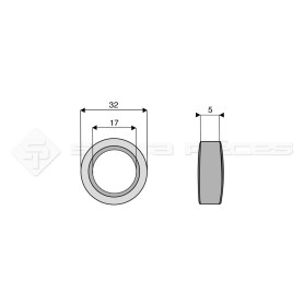 Bague / Entretoise / Rondelle  - Rousseau - Long. : 5mm - Diam du trou : 17mm - Ref: SYL322908