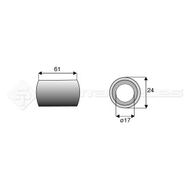 Bague / Entretoise / Rondelle  - Rousseau - Long. : 61mm - Diam du trou : 17mm