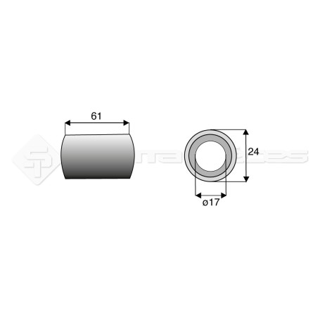 Bague / Entretoise / Rondelle  - Rousseau - Long. : 61mm - Diam du trou : 17mm