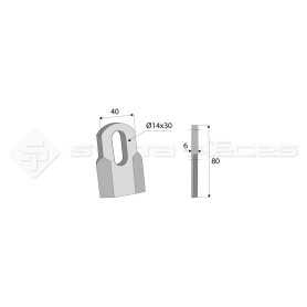 Couteau droit  - Ferri - Long. : 80mm - Diam du trou : 14x30mm - Ref: SYL6358FEI