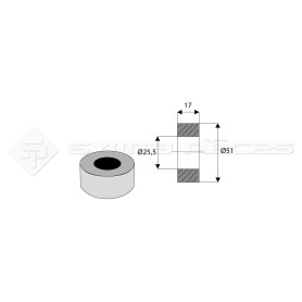 Bague / Entretoise / Rondelle  - Kuhn - Long. : 17mm - Diam du trou : 25.5mm - Ref: SYL279902