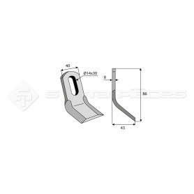 Couteau Y  - Ferri - Long. : 86mm - Diam du trou : 14x30mm