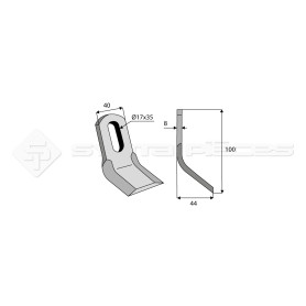 Couteau Y  - Ferri - Long. : 100mm - Diam du trou : 17x35mm