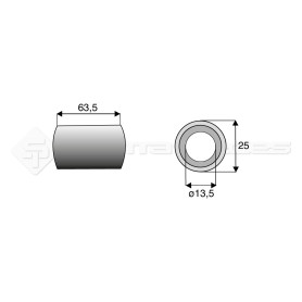 Bague / Entretoise / Rondelle  - Ferri - Long. : 63.5mm - Diam du trou : 13.5mm