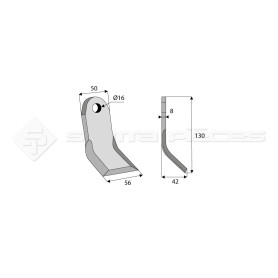 Couteau Y  - Ferri - Long. : 130mm - Diam du trou : 16mm