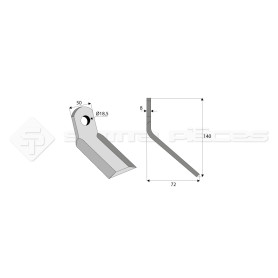 Couteau Y  - Dragone - Long. : 140mm - Diam du trou : 18.5mm