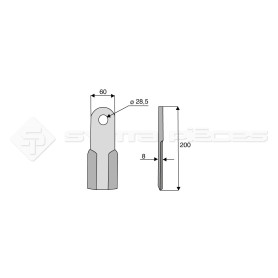 Couteau droit  - Berti - Long. : 200mm - Diam du trou : 28.5mm