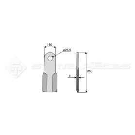 Couteau droit  - Ferri, Riviere-Casalis - Long. : 250mm - Diam du trou : 25.5mm - Ref: SYL187007