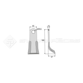 Couteau Y  - Maschio, Zappator - Long. : 180mm - Diam du trou : 20.5mm - Ref: SYL255208