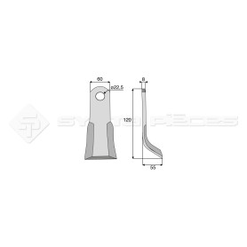 Couteau Y  - Tortella - Long. : 120mm - Diam du trou : 22.5mm - Ref: SYL6320TOR