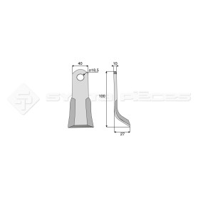 Couteau Y  - Palladino - Long. : 100mm - Diam du trou : 18.5mm - Ref: SYL298008