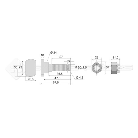 Boulon  - Humus - Long. : 57.5mm