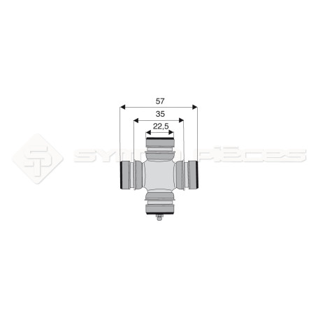 Croisillon circlips intérieurs - Diam. Croisillon : 22.5mm - Long. Entre circlips : 35mm