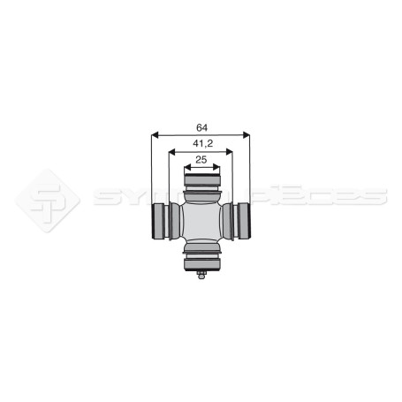 Croisillon circlips intérieurs - Diam. Croisillon : 25mm - Long. Entre circlips : 41.2mm