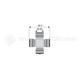 Croisillon circlips extérieurs - Diam. Croisillon : 26.99mm - Long. Entre circlips : 60.3mm